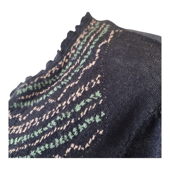 NEW Nic+Zoe Intarsia Stitches X-Large Sweater Indigo Blue Semi Sheer Embroidery - Picture 9 of 15